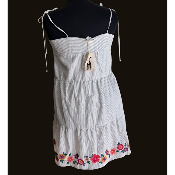 NWT size L Savanna Jane Womens Striped Sundress Embroidered Floral Boho Sleevele - Picture 5 of 11